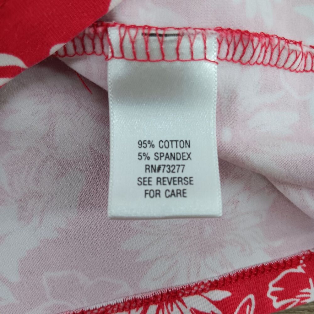 Croft & Barrow Shirt Women Size XL Red White Floral 3/4 Sleeve V Neck Casual Top - Picture 6 of 6